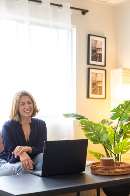 Vera McGrath working in her office